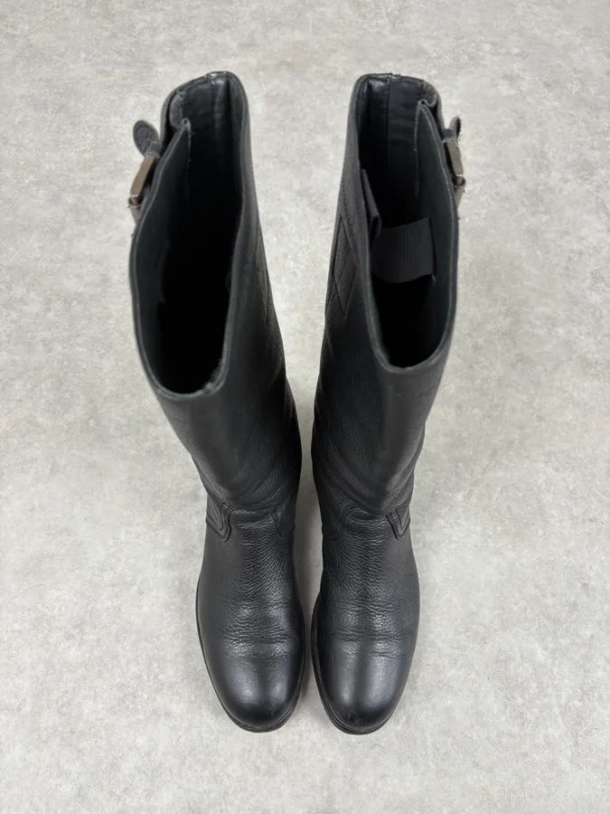 Jil Sander Black Leather Ankle Biker Boots oFgBMQw 1