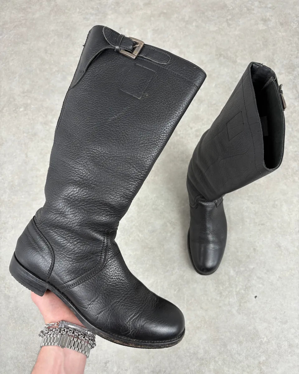 Jil Sander Black Leather Ankle Biker Boots oFgBMQw 0