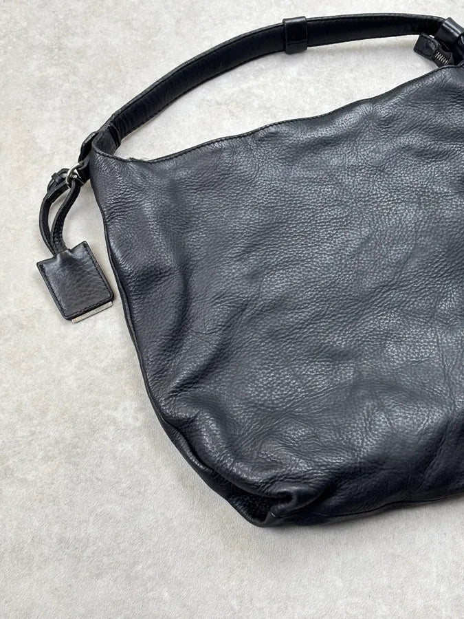 Jil Sander Black Leather Hammered Hobo Shoulder Bag boPKzhJ 6