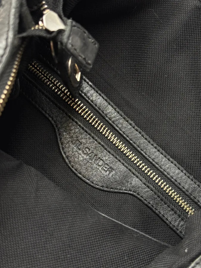 Jil Sander Black Leather Hammered Hobo Shoulder Bag boPKzhJ 10