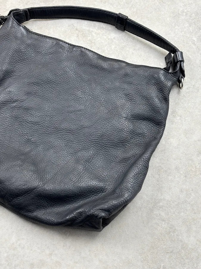 Jil Sander Black Leather Hammered Hobo Shoulder Bag boPKzhJ 7