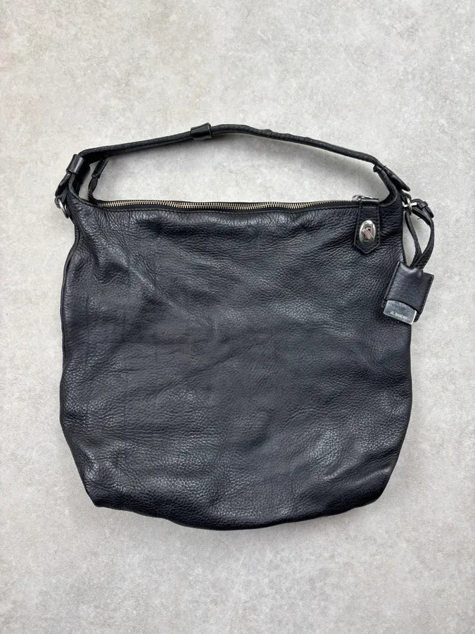 Jil Sander Black Leather Hammered Hobo Shoulder Bag boPKzhJ 0