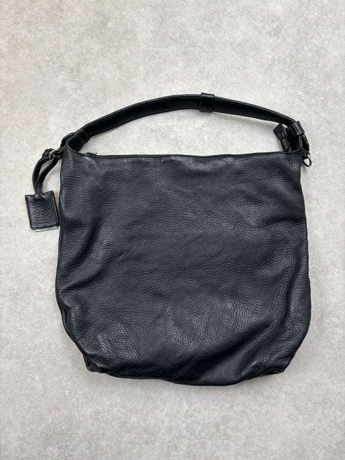 Jil Sander Black Leather Hammered Hobo Shoulder Bag boPKzhJ 5
