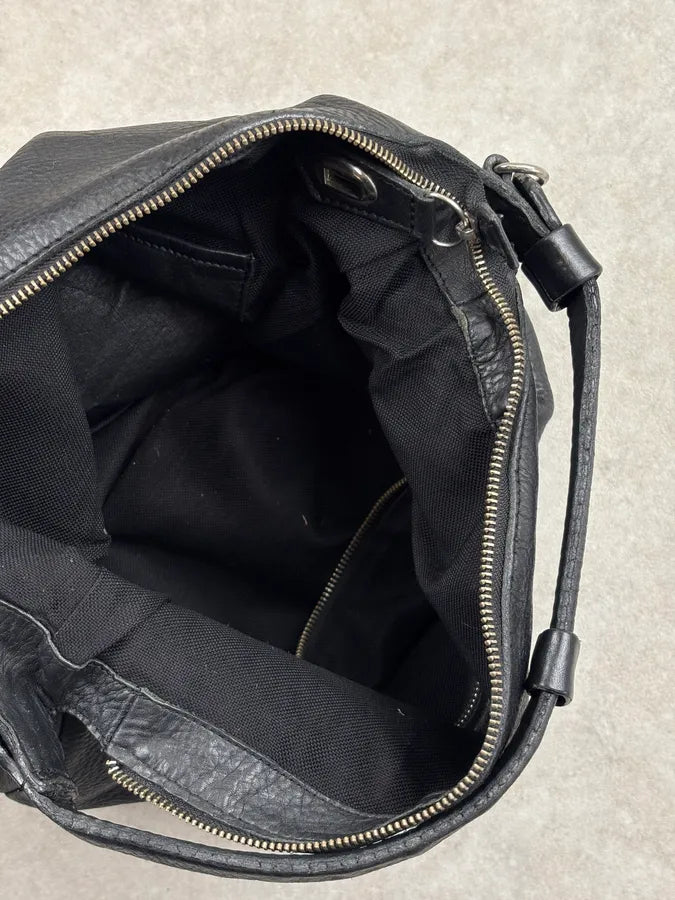 Jil Sander Black Leather Hammered Hobo Shoulder Bag boPKzhJ 9