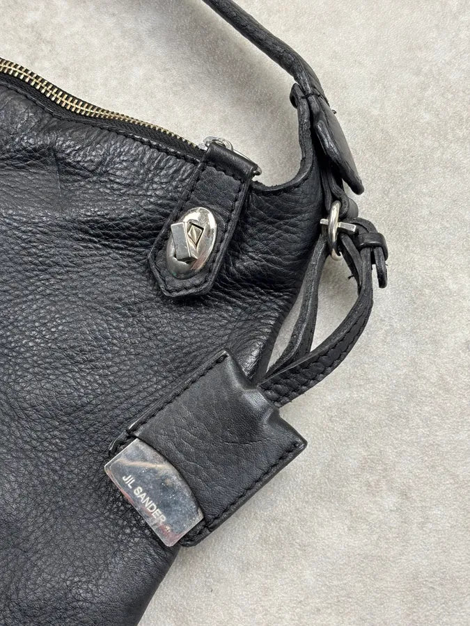 Jil Sander Black Leather Hammered Hobo Shoulder Bag boPKzhJ 4
