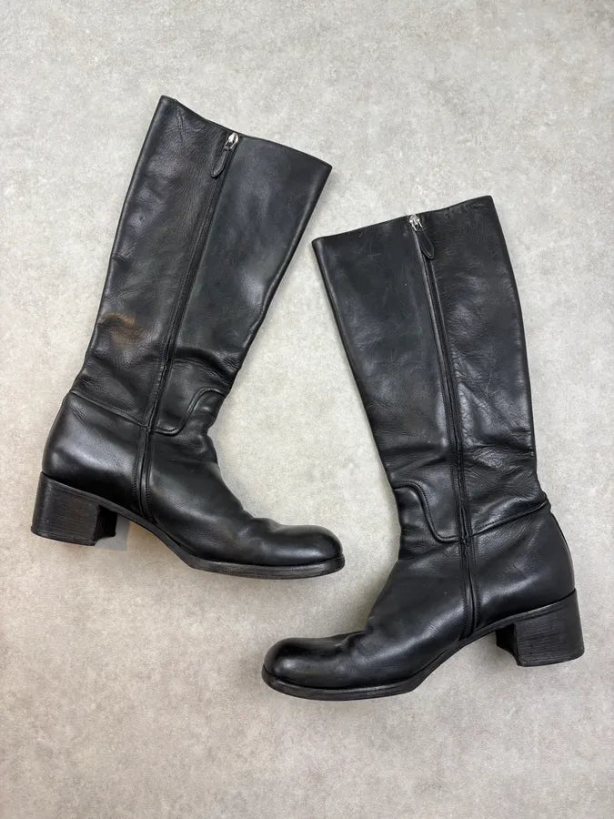Jil Sander Black Leather High Ankle Boots UpToBmF 1