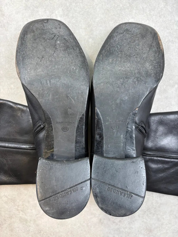 Jil Sander Black Leather High Ankle Boots UpToBmF 3