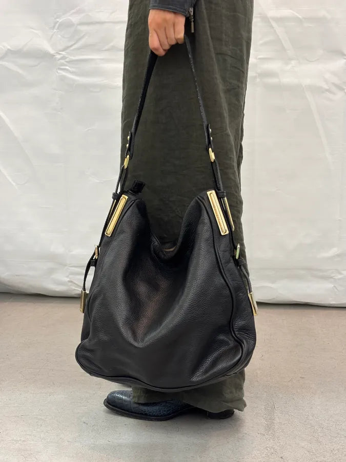 Jil Sander Black Leather Hobo Shoulder Bag DAsnuwg 2