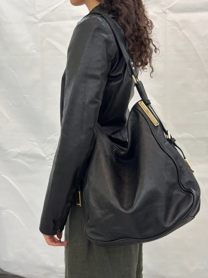 Jil Sander Black Leather Hobo Shoulder Bag DAsnuwg 3