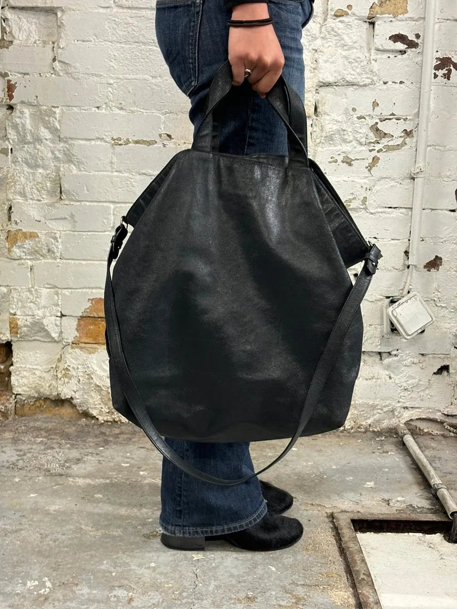 Jil Sander Black Leather Logo Tote Bag JcwgHXE 2
