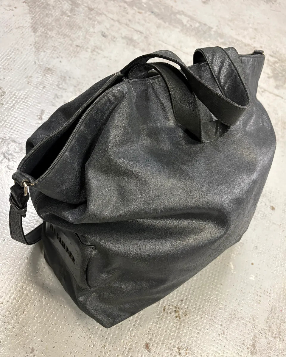 Jil Sander Black Leather Logo Tote Bag JcwgHXE 0