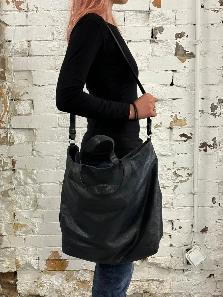 Jil Sander Black Leather Logo Tote Bag JcwgHXE 1