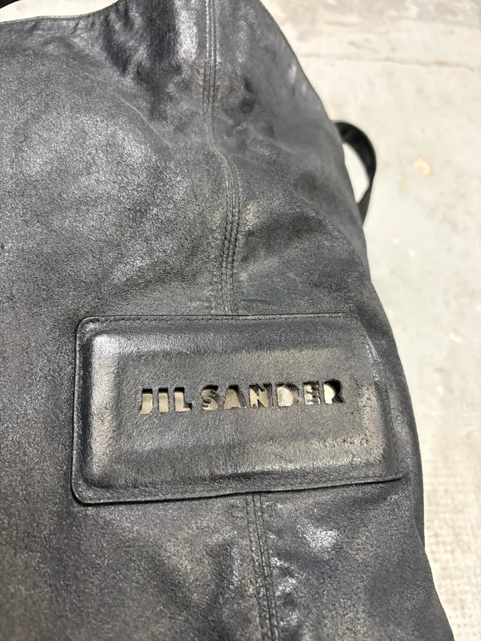 Jil Sander Black Leather Logo Tote Bag JcwgHXE 5