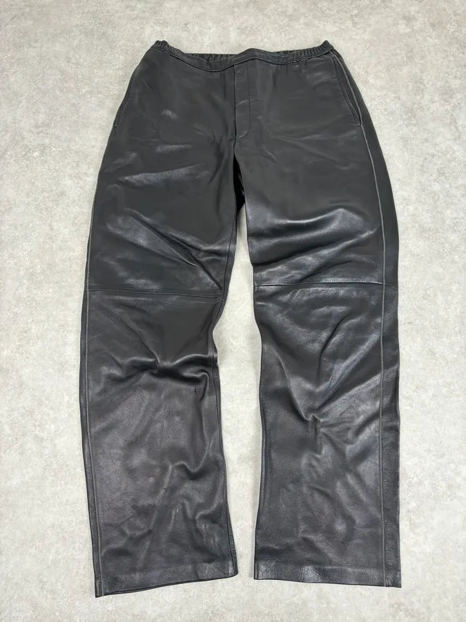 Jil Sander Black Leather Premium Biker Pants kIJJqKD 0