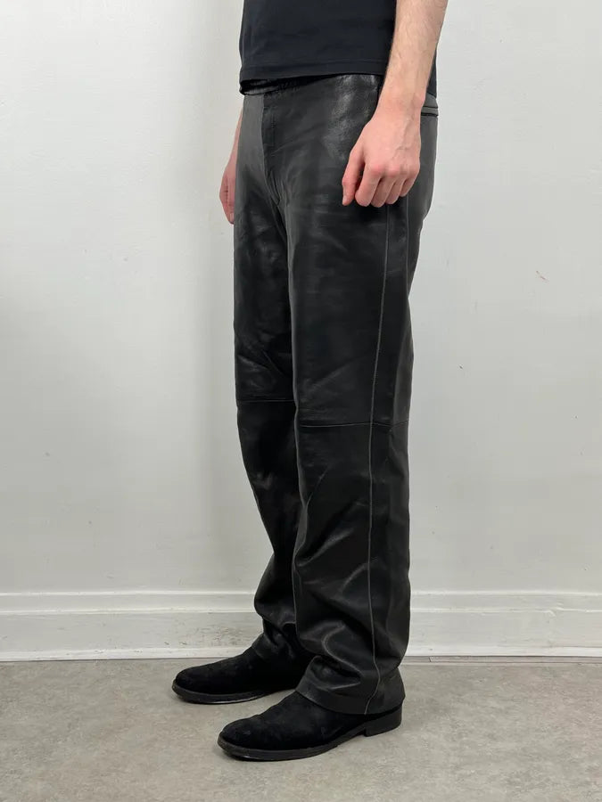 Jil Sander Black Leather Premium Biker Pants kIJJqKD 2
