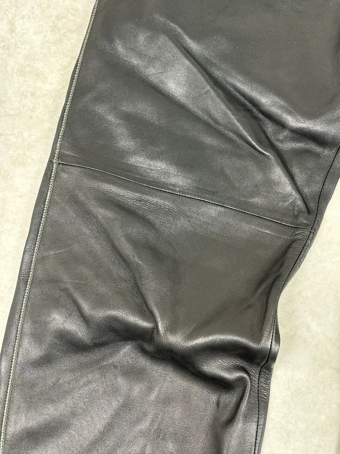 Jil Sander Black Leather Premium Biker Pants kIJJqKD 8