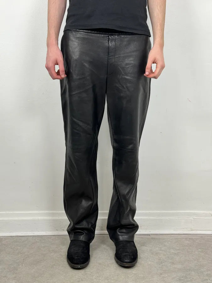 Jil Sander Black Leather Premium Biker Pants kIJJqKD 1