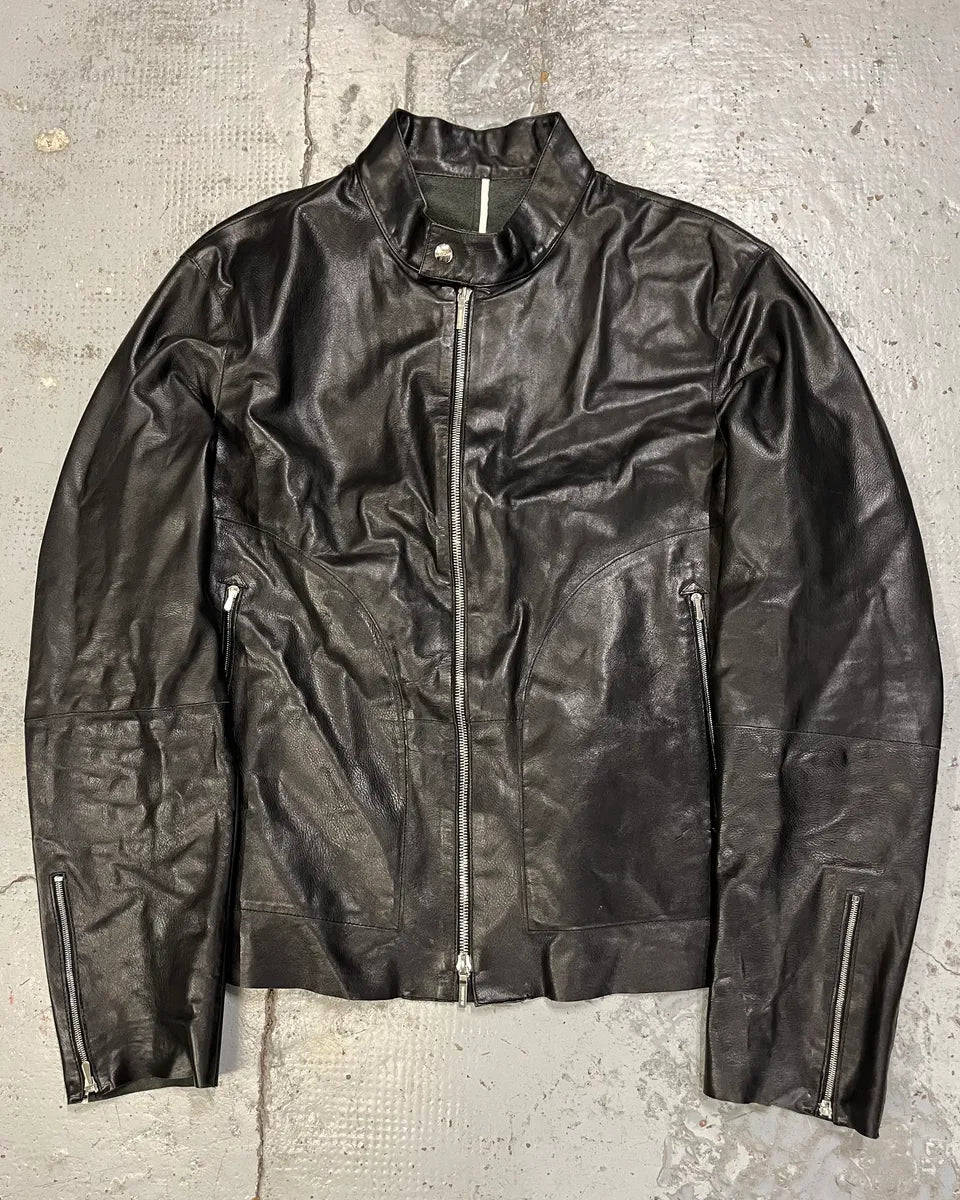 Jil Sander Black Leather Racer Jacket BxjkArb 0