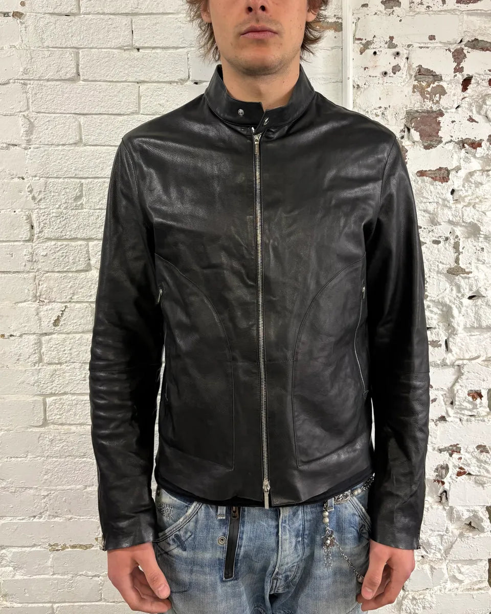 Jil Sander Black Leather Racer Jacket BxjkArb 1