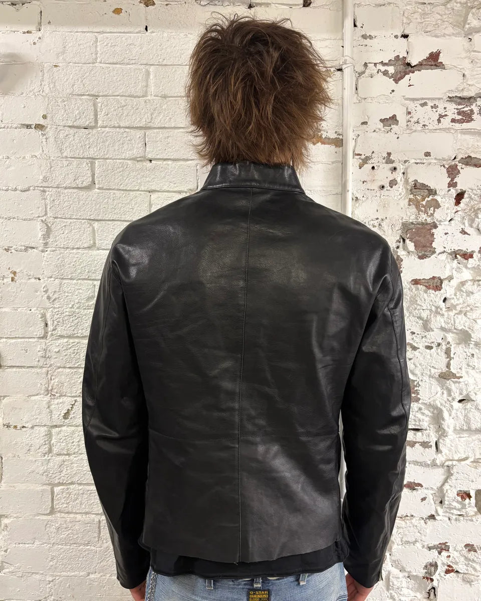Jil Sander Black Leather Racer Jacket BxjkArb 2