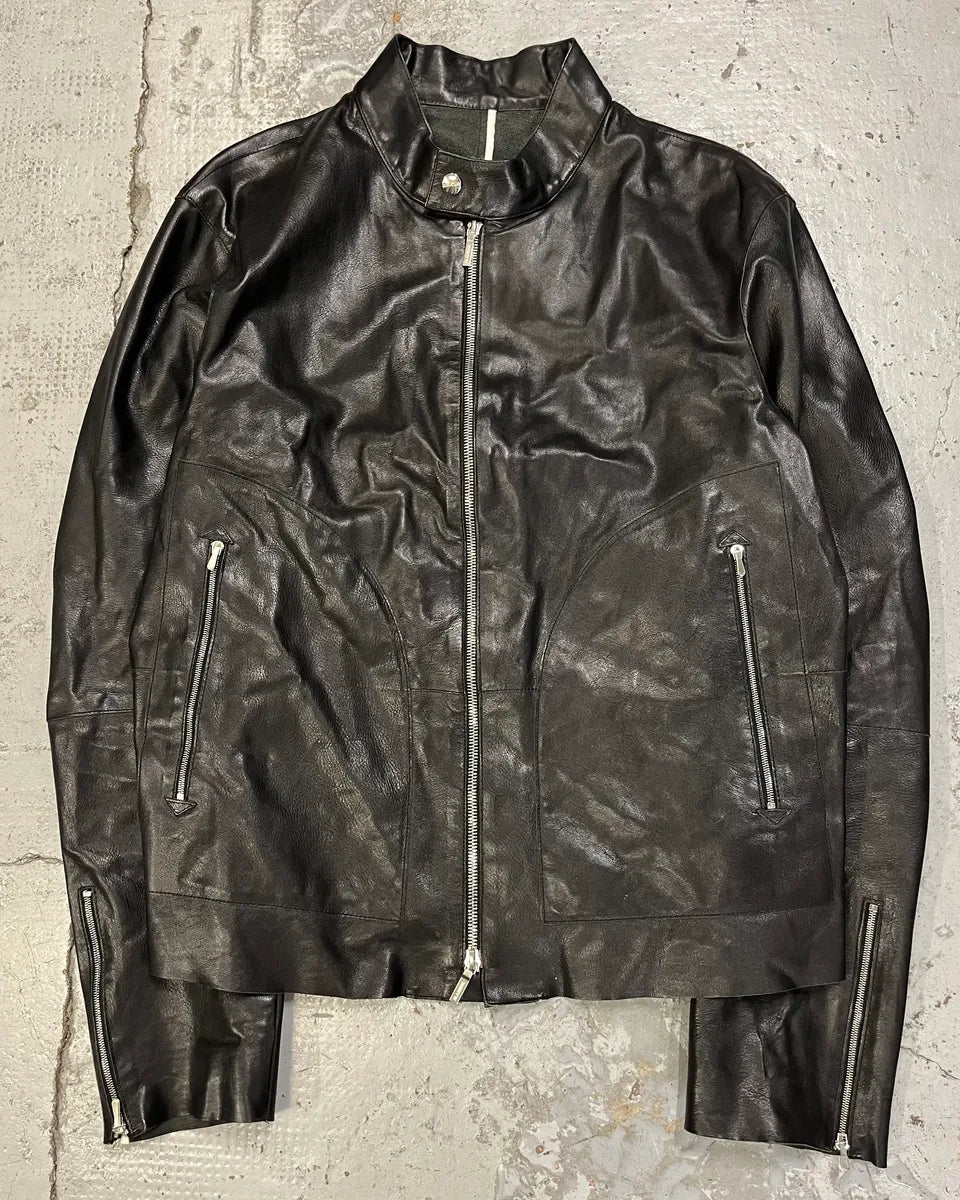Jil Sander Black Leather Racer Jacket BxjkArb 3