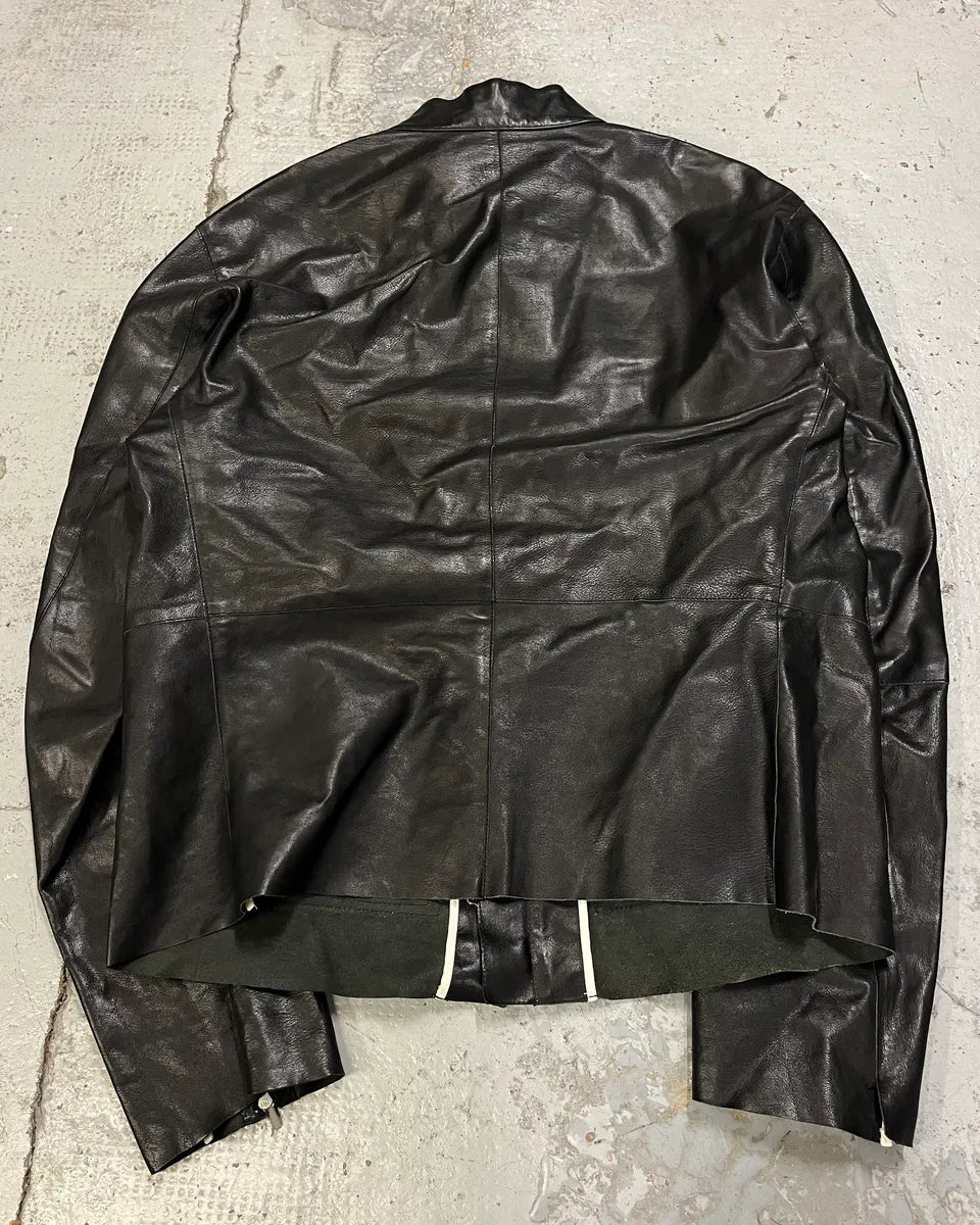 Jil Sander Black Leather Racer Jacket BxjkArb 6