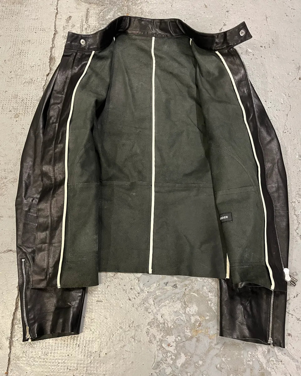 Jil Sander Black Leather Racer Jacket BxjkArb 7