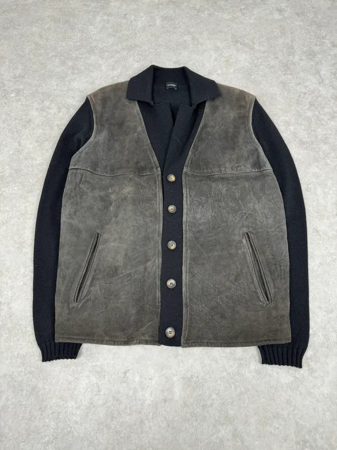 Jil Sander Black Wool & Grey Leather Jacket MJFqOLl 0