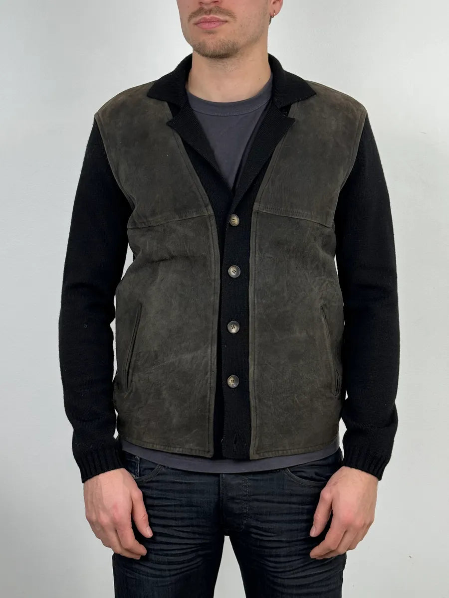 Jil Sander Black Wool & Grey Leather Jacket MJFqOLl 1