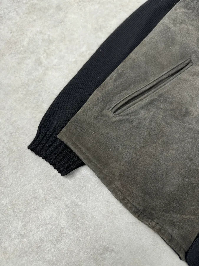 Jil Sander Black Wool & Grey Leather Jacket MJFqOLl 5