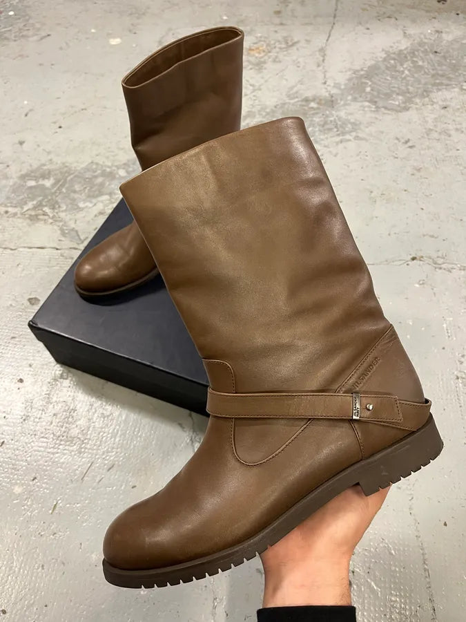 Jil Sander Brown Leather Ankle Boots ecQhclR 0