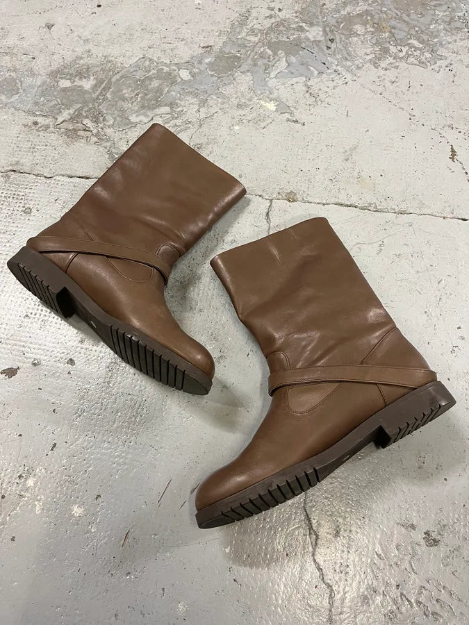 Jil Sander Brown Leather Ankle Boots ecQhclR 3