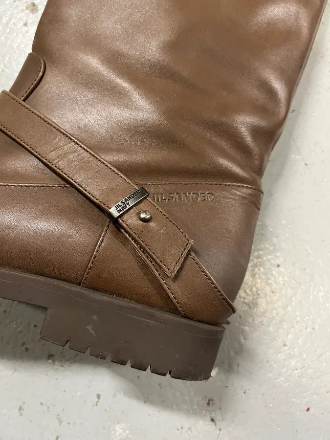 Jil Sander Brown Leather Ankle Boots ecQhclR 7