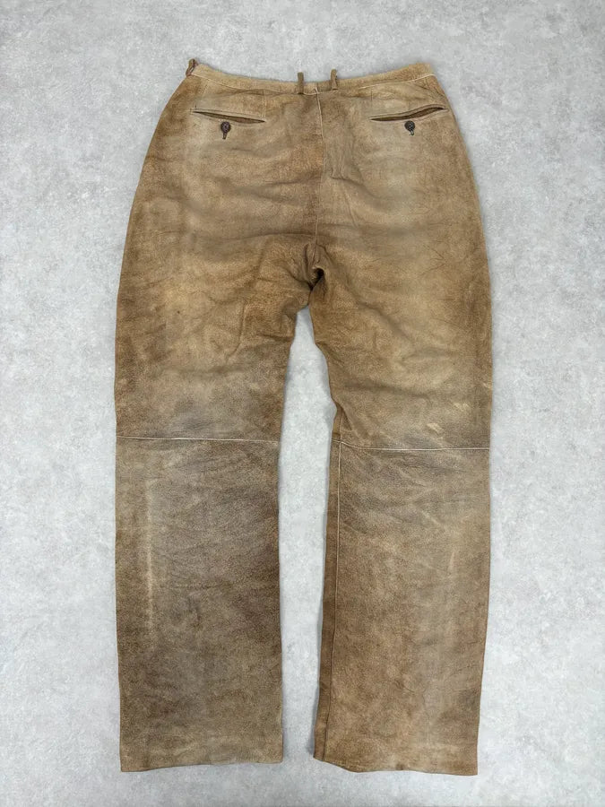 Jil Sander Brown Leather Classy Pants hvhRNOQ 5