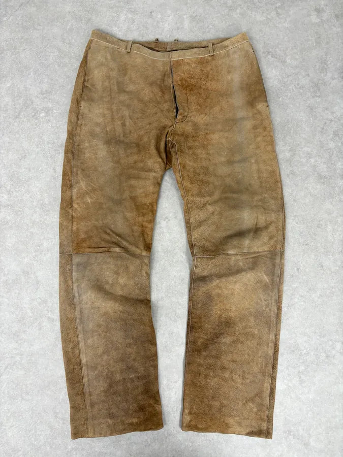 Jil Sander Brown Leather Classy Pants hvhRNOQ 0