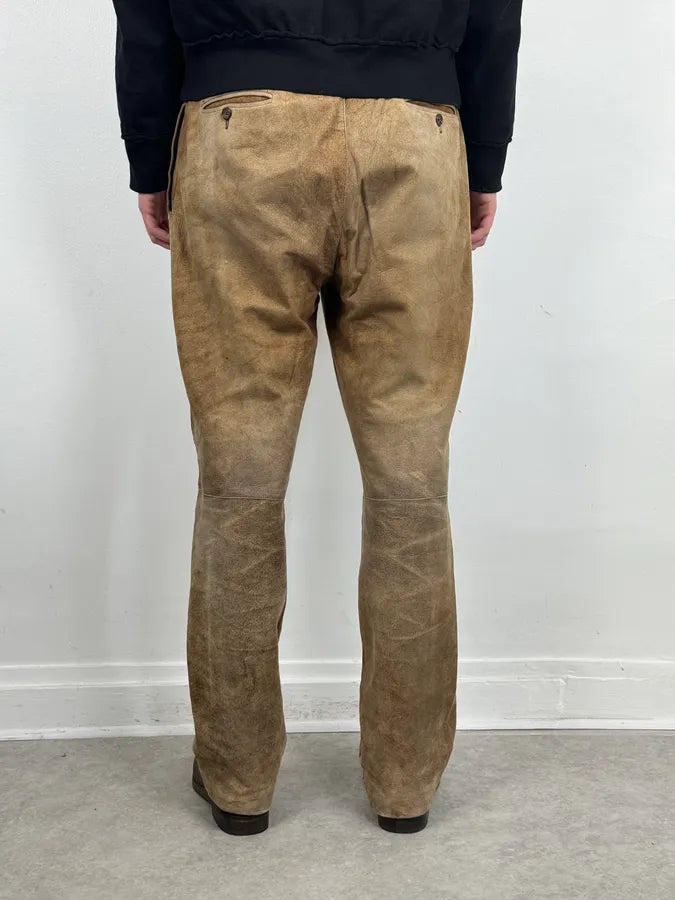 Jil Sander Brown Leather Classy Pants hvhRNOQ 3