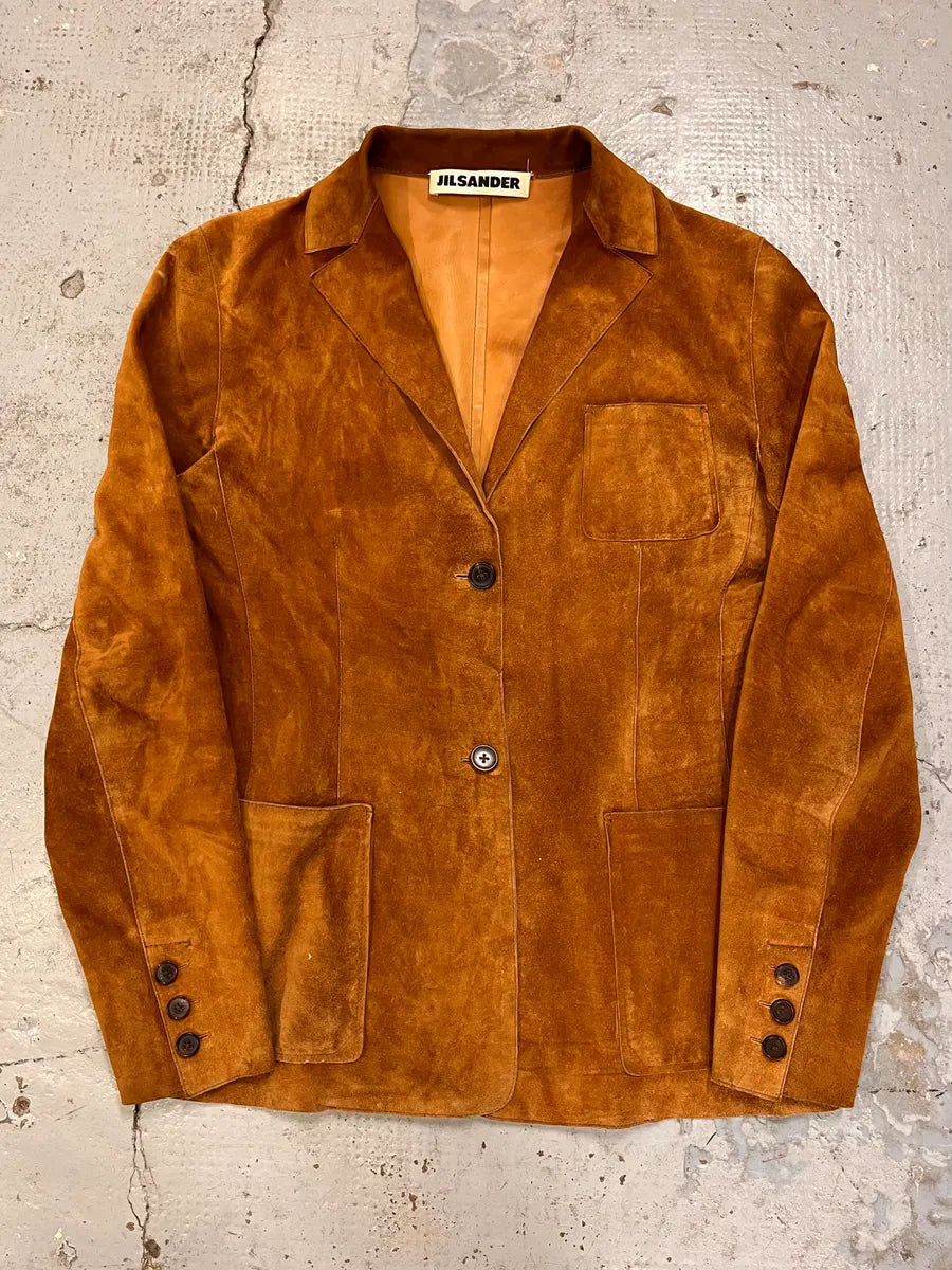 Jil Sander Brown Suede Leather Blazer Jacket ZceLDuD 0