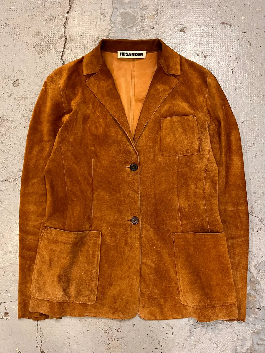 Jil Sander Brown Suede Leather Blazer Jacket ZceLDuD 3