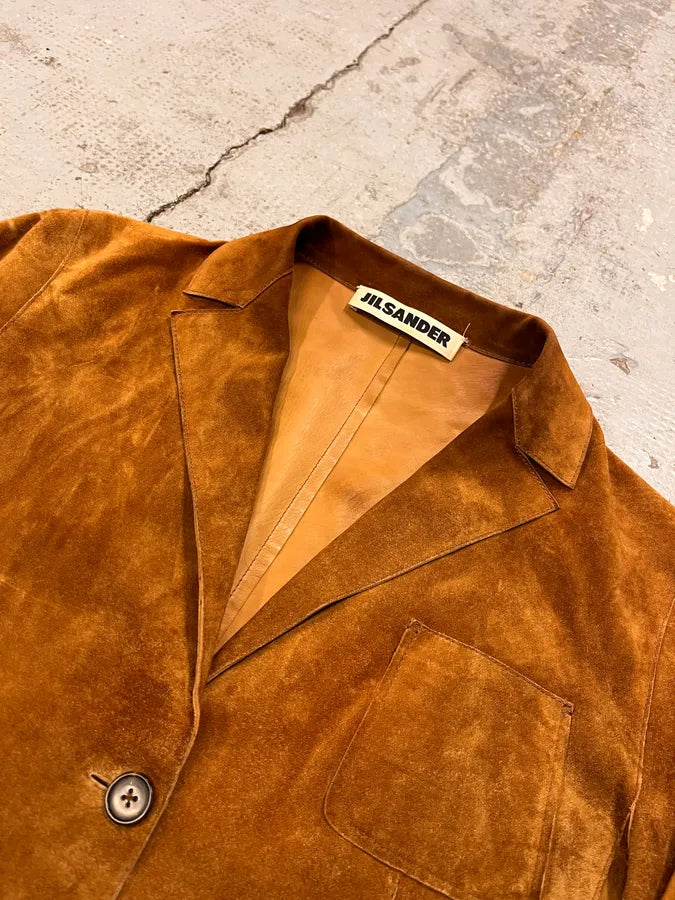 Jil Sander Brown Suede Leather Blazer Jacket ZceLDuD 4