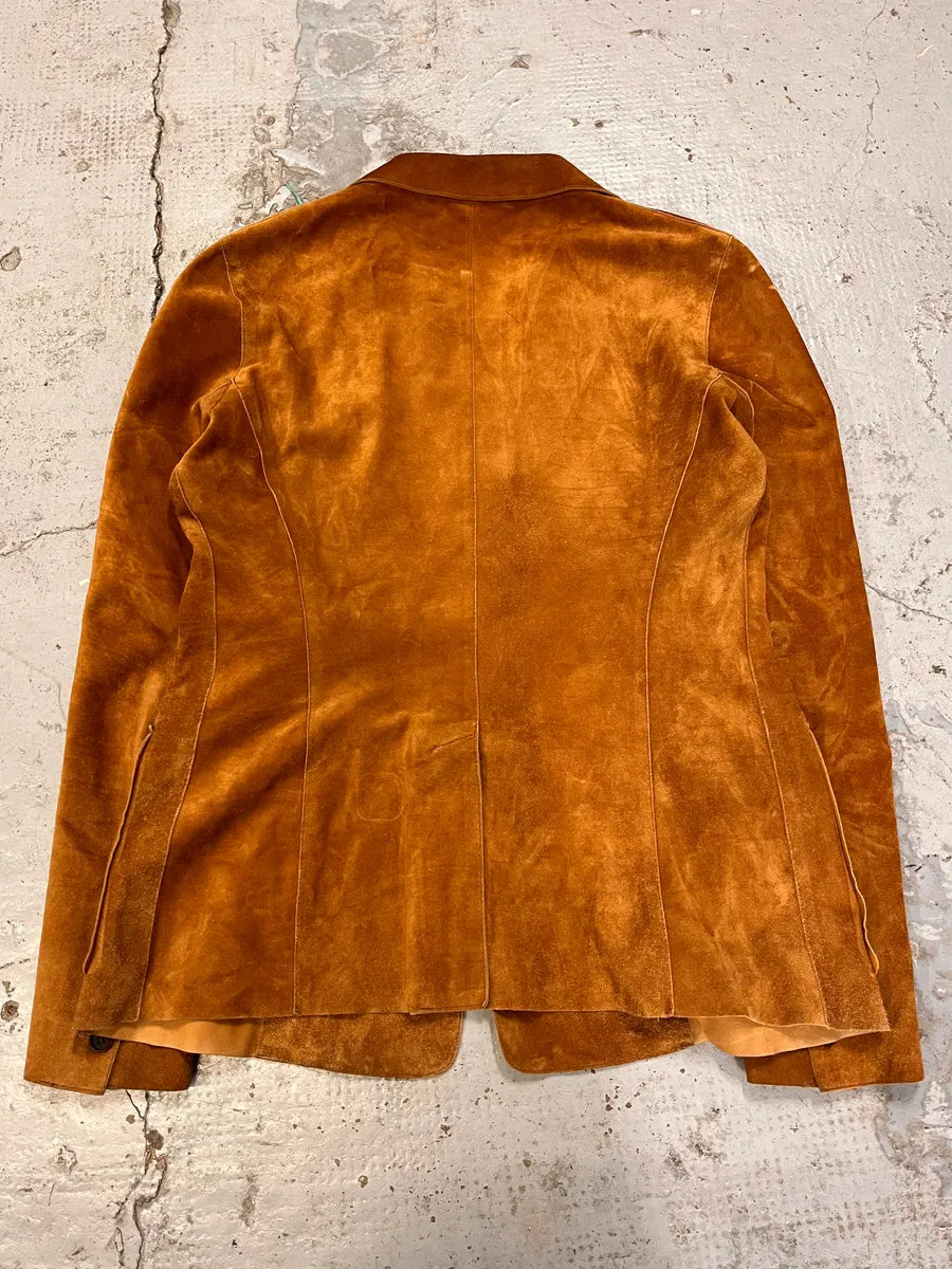 Jil Sander Brown Suede Leather Blazer Jacket ZceLDuD 6
