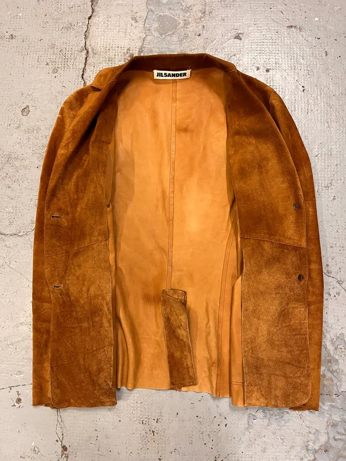 Jil Sander Brown Suede Leather Blazer Jacket ZceLDuD 7