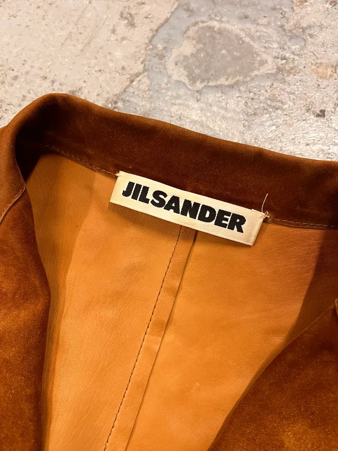 Jil Sander Brown Suede Leather Blazer Jacket ZceLDuD 8