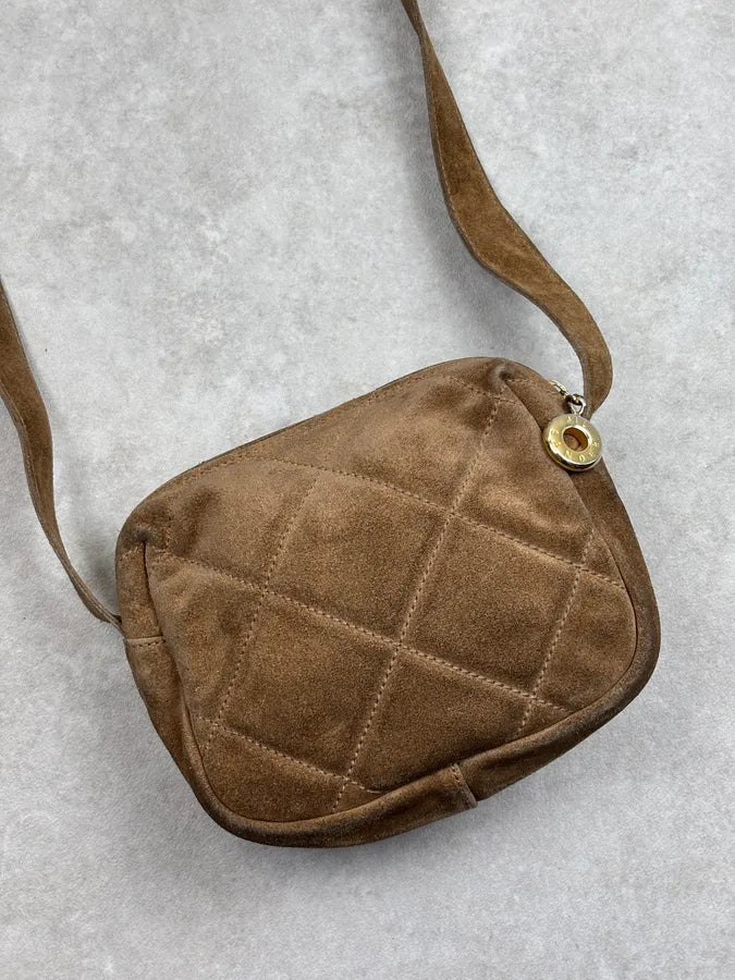 Jil Sander Brown Suede Quilted Crossbody Bag dnFlWaw 3