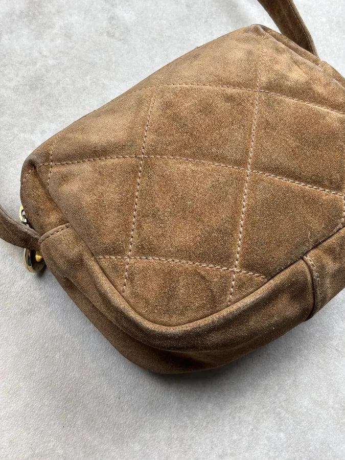 Jil Sander Brown Suede Quilted Crossbody Bag dnFlWaw 10