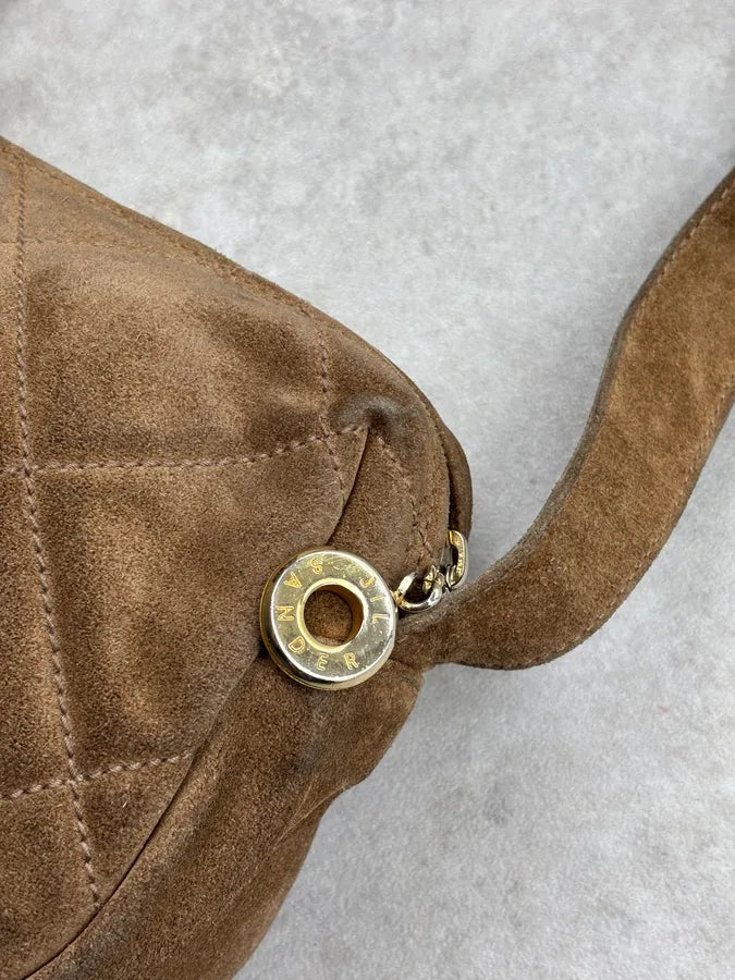 Jil Sander Brown Suede Quilted Crossbody Bag dnFlWaw 4