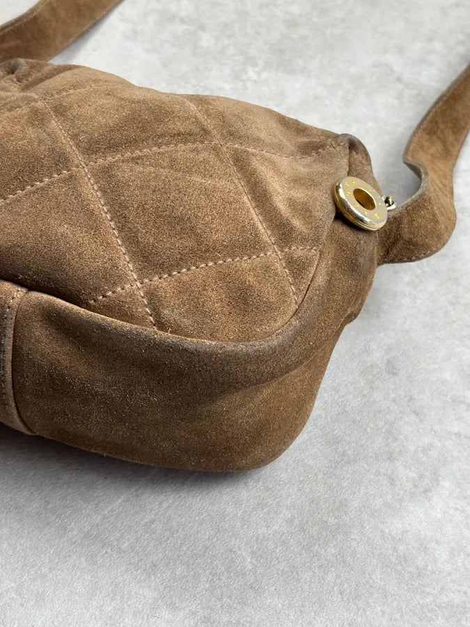 Jil Sander Brown Suede Quilted Crossbody Bag dnFlWaw 7
