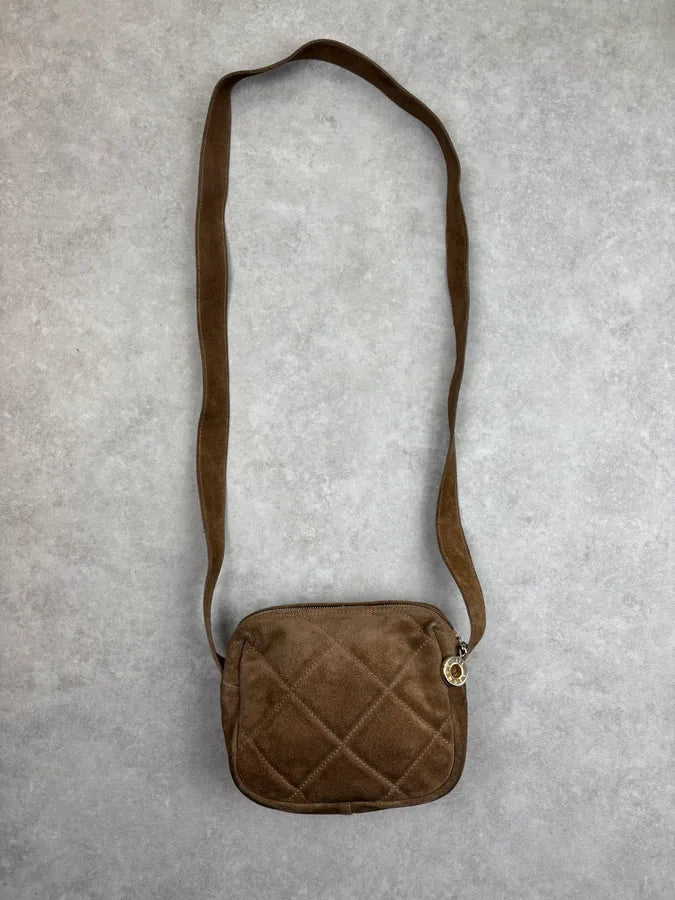 Jil Sander Brown Suede Quilted Crossbody Bag dnFlWaw 0