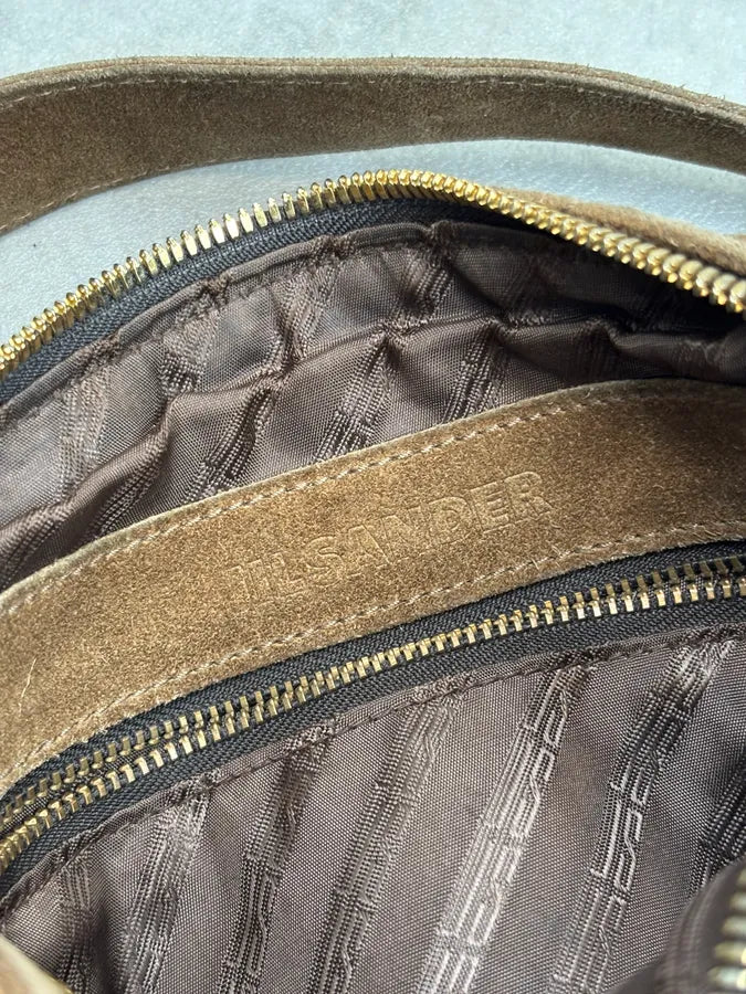 Jil Sander Brown Suede Quilted Crossbody Bag dnFlWaw 13