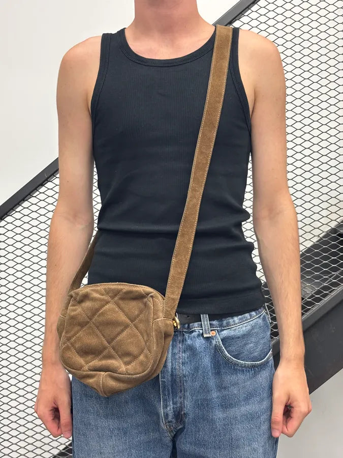 Jil Sander Brown Suede Quilted Crossbody Bag dnFlWaw 2