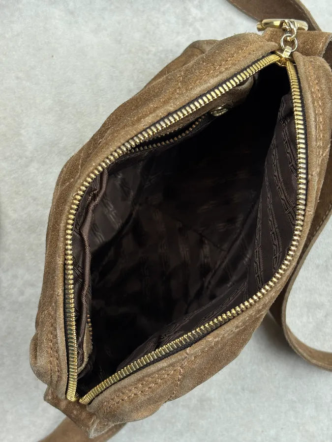 Jil Sander Brown Suede Quilted Crossbody Bag dnFlWaw 12